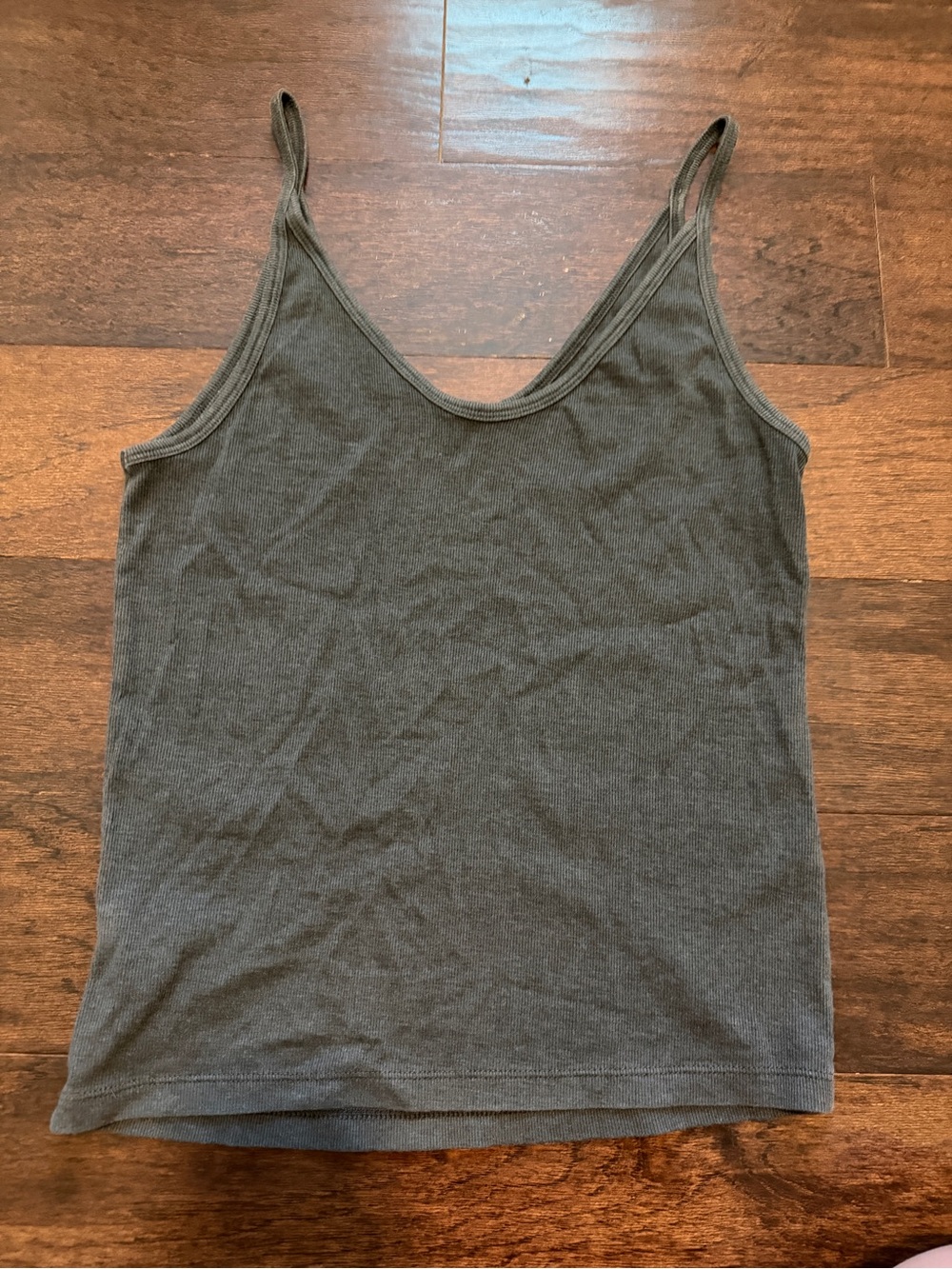 Universal Thread Dark Charcoal Ribbed Tank - Scoop Neck Spaghetti Straps